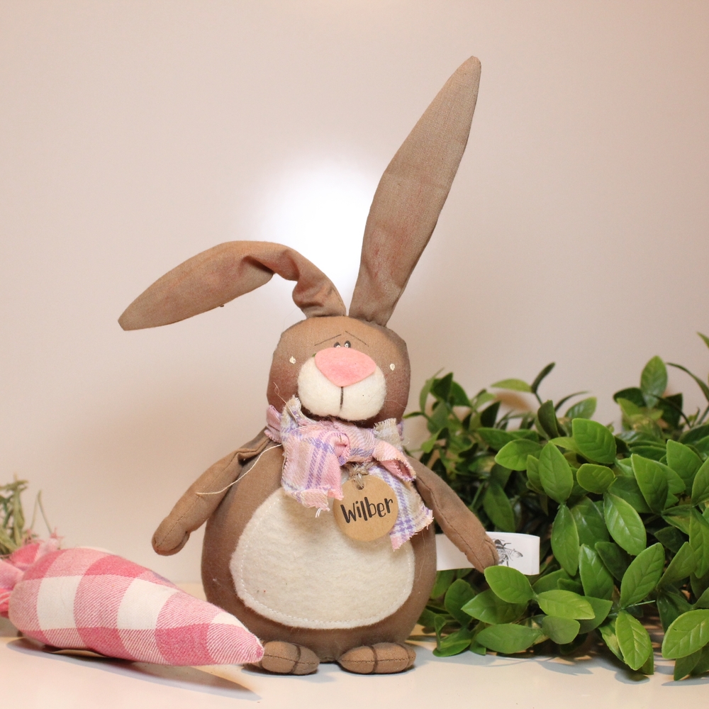 Wilber Brown Plush Bunny with Pink Nose